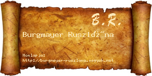 Burgmayer Ruszlána névjegykártya